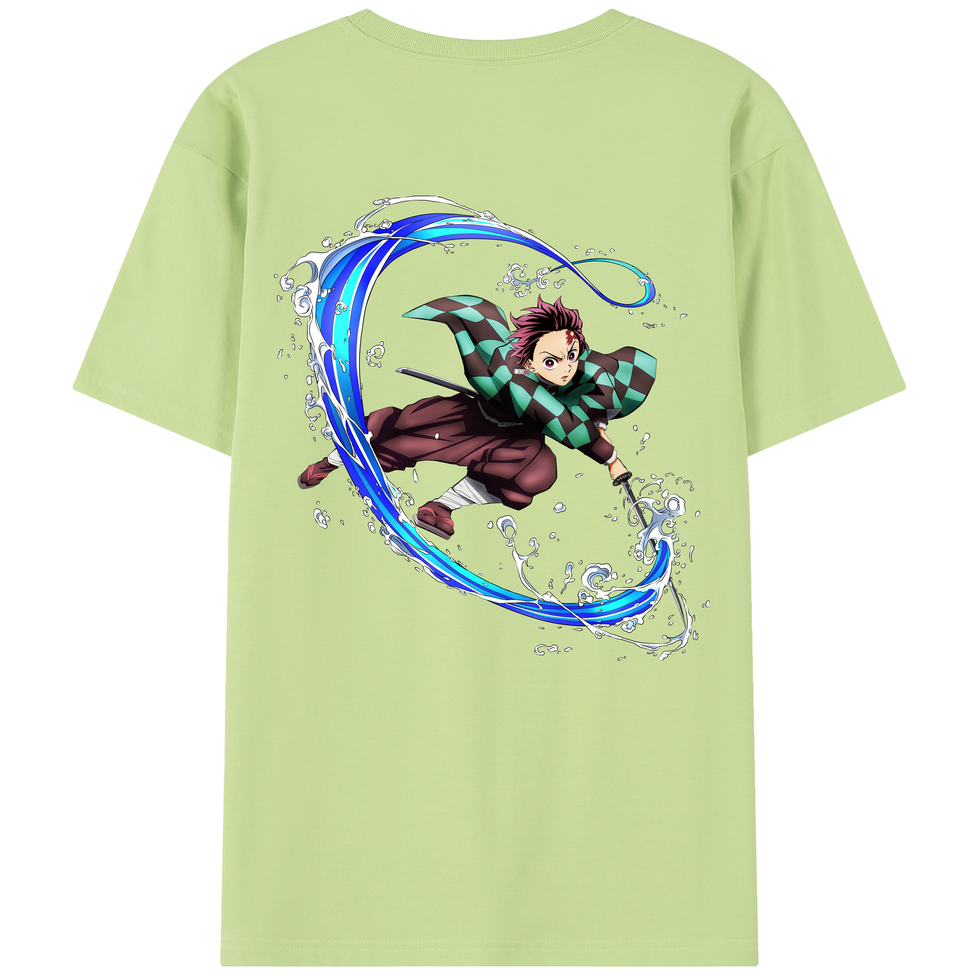 （画像用） 鬼滅の刃 竈門 炭治郎／かまど たんじろう Kamado Tanjirou 綿100％半袖Tシャツ（背面プリント）